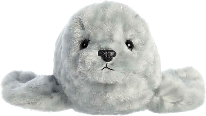 Aurora® Adorable Mini Flopsie™ Harbor Seal Stuffed Animal - Mini Companions Ready for Playful Adventures - for Kids All Ages, Toddlers, Adults, and Families - Gray 8 Inches