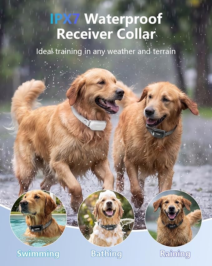 PATPET Shock Collar for Dogs(10-120lbs), 4000ft Rechargeable IPX7 Waterproof Training Collar with Remote for 2 Dogs- Electric Dog Collar for Small Medium Large Dogs 2 Packs