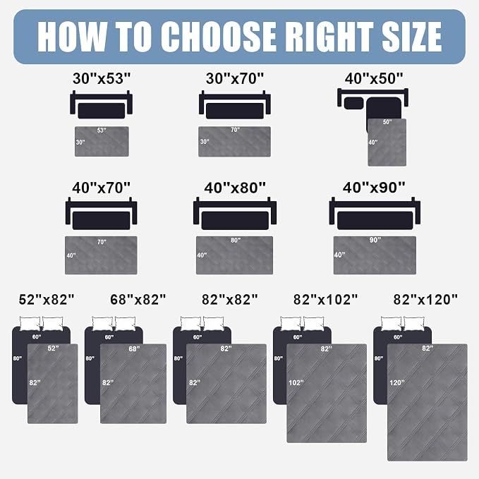 Smiry Waterproof Dog Bed Cover Blanket 30x82, Soft Reversible Pet Blanket, Washable Leakproof Cats Dogs Couch Cover for Sofa, Couch, Furniture, Lattice, Grey/Light Grey