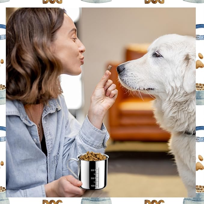 Dog Food Scoop 2 Cup,304 Stainless Steel Measuring Cups with Handle Pet Food Scoop Cup Measuring Scoop for Dogs, Cats, Birds & Rabbits – Ideal for Dry Food & Treats (2 Cup)