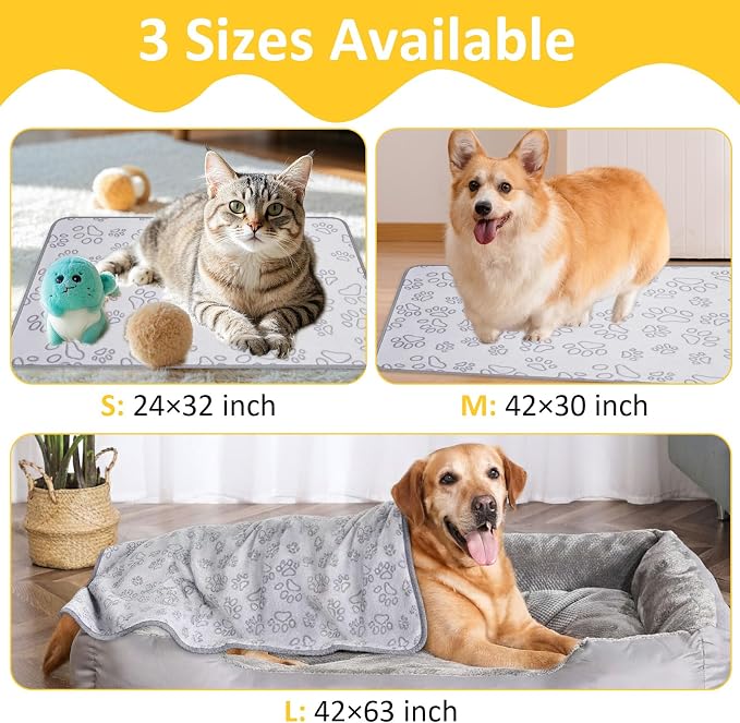 Dog Blankets for Medium Dogs, Cat, Premium Soft Dog Blankets for Small Dog Washable, Puppy Blanket Dogs Essentials for Puppies (1, Grey, 63" x 42")