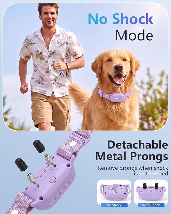 PATPET 2 Dog Training Collar - Dog Shock Collar with Remote Control 4000FT IPX7 Waterproof Rechargeable Shock Collar for Dogs Small Medium Large, 3 Training Modes (Beep/Vibration/Shock) E-Collar