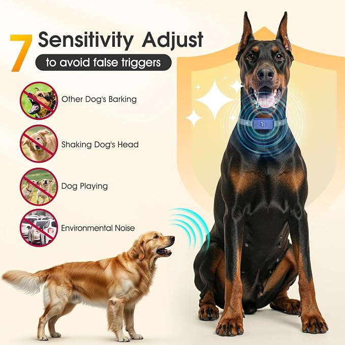 Dog Bark Collar for Large Medium Small Dogs, Effective No-Bark Collar, Smart Barking Collar, Rechargeable Bark Collar with 7 Sensitivity, 3 Modes, Waterproof (DarkBlue)