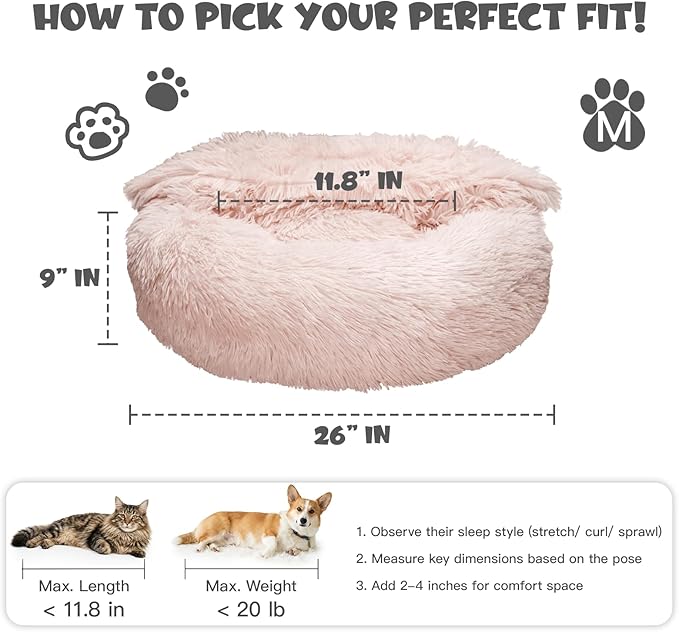 Himax Dog Beds for Medium Dogs, Donut Dogs Beds with Blanket Attached, Calming Dog Bed Washable (20"/26"/35") Beige
