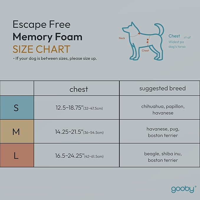 Gooby Escape Free Memory Foam Harness - Blue, Medium - No Pull Step-in Small Dog Harness with Four Point Adjustment - Perfect on The Go Dog Harness for Medium Dogs No Pull and Small Dogs