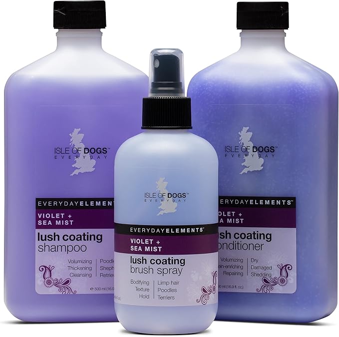 Isle of Dogs - Everyday Elements Lush Coating Shampoo For Dogs - Violet + Sea Mist - Volumizing Pet Shampoo With Calendula Flower & Rosemary Leaf Juice For Bounce and Shine - Made in the USA - 16.9 Oz