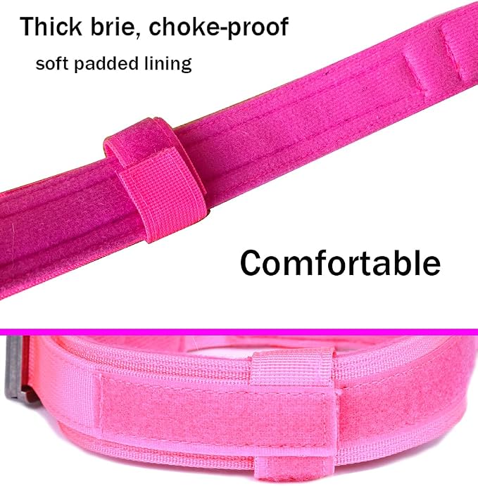 Tactical Dog Collar Adjustable Military Nylon Dog Collar with Control Handle and Heavy Duty Metal Buckle for Medium and Large Dogs (Pink,S)