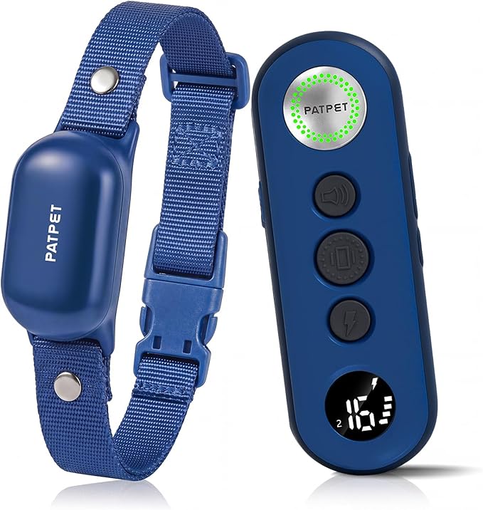 PATPET Shock Collar for Dogs - 4000FT Dog Training Collar with Remote, IPX7 Waterproof 4 Modes(Beep/Vibration/Shock/Safe) Dog Shock Collar, Rechargeable for Small Large Dogs (8-120Lbs) (Blue)