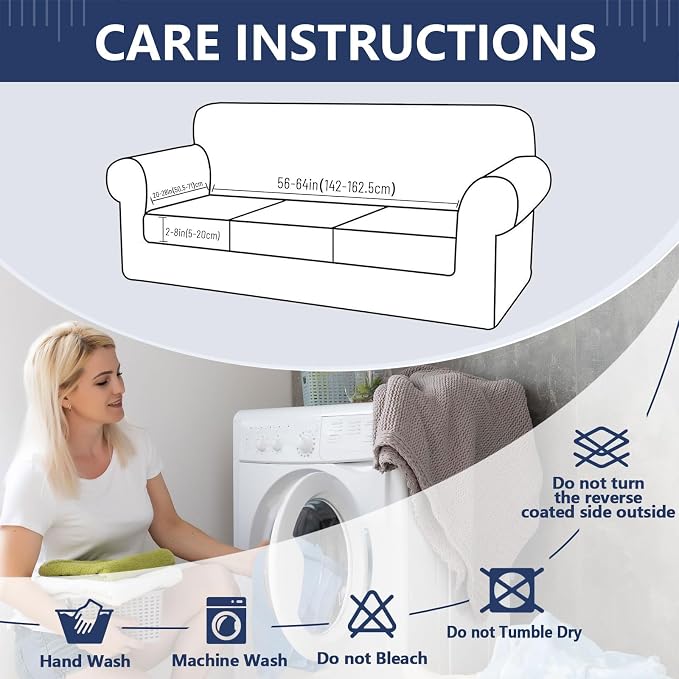 hyha Waterproof Couch Cushion Covers, Wear Resistant Couch Cover, Anti Slip Sofa Slipcovers Washable, Soft Thick Jacquard Furniture Protector for Pets Dog (1 Piece for Large, Light Grey)