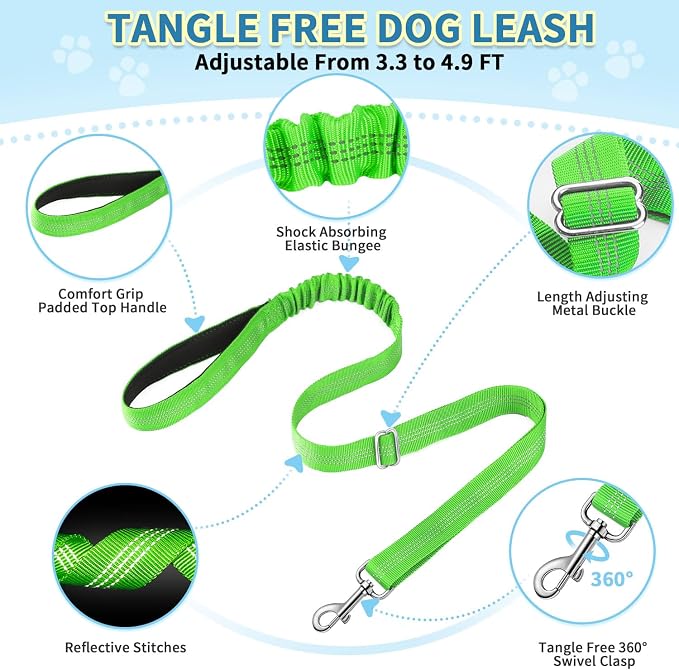 SlowTon No Pull Small Dog Harness and Leash Set, Puppy Soft Vest Harness Neck & Chest Adjustable, Reflective Lightweight Harness & Anti-Twist Pet Lead Combo for Small Medium Dogs (G-Front Clip,XXS)