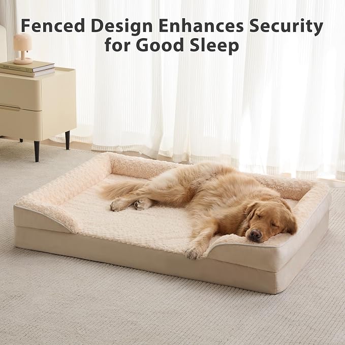 WNPETHOME Dog Beds for Large Sized Dogs, Washable Orthopedic Dog Couch Sofa Bed with Waterproof Lining & Non-Skid Bottom for Pet Sleeping