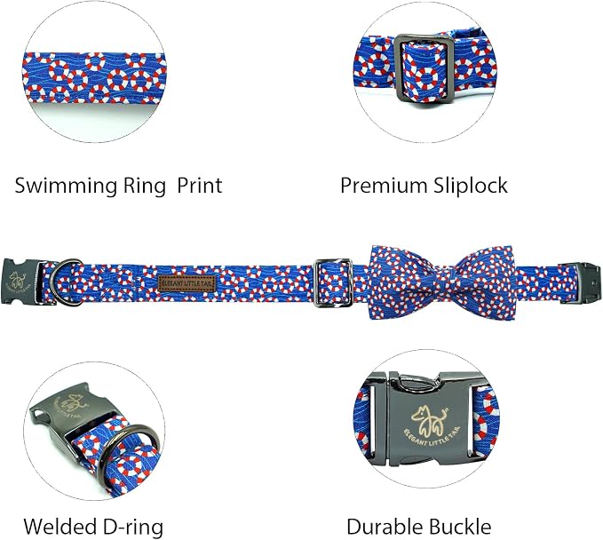 Elegant little tail Independence Dog Collar, Holiday Pet Collars with Bow Durable Patriotic Pet Collars Adjustable Dog Collar for Medium Dogs