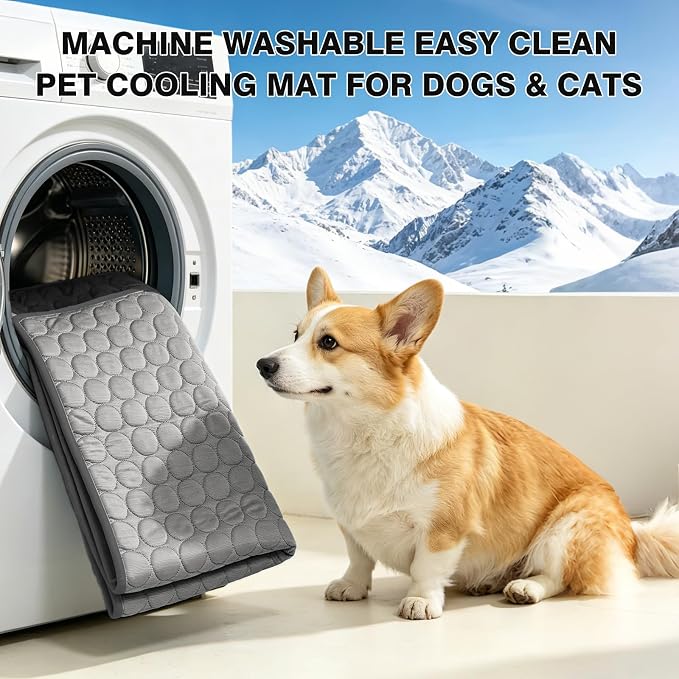 Dog Cooling Mat, Breathable Cooling Mat for Dogs(Q-Max>0.4) Washable Cold Crate Pad Cooling Dog Bed Mats, Non-Slip Dog Cooling Pad, Cats Cooling Mat for Kennels, Crates, Cars, Indoor & Outdoor