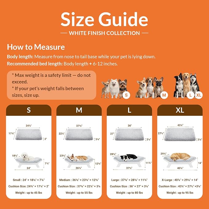 Muihood Wood Elevated Dog Bed Frame and Egg Crate Foam Mattress, Luxurious Suitable for Pets Up to 110 lbs, White, XL