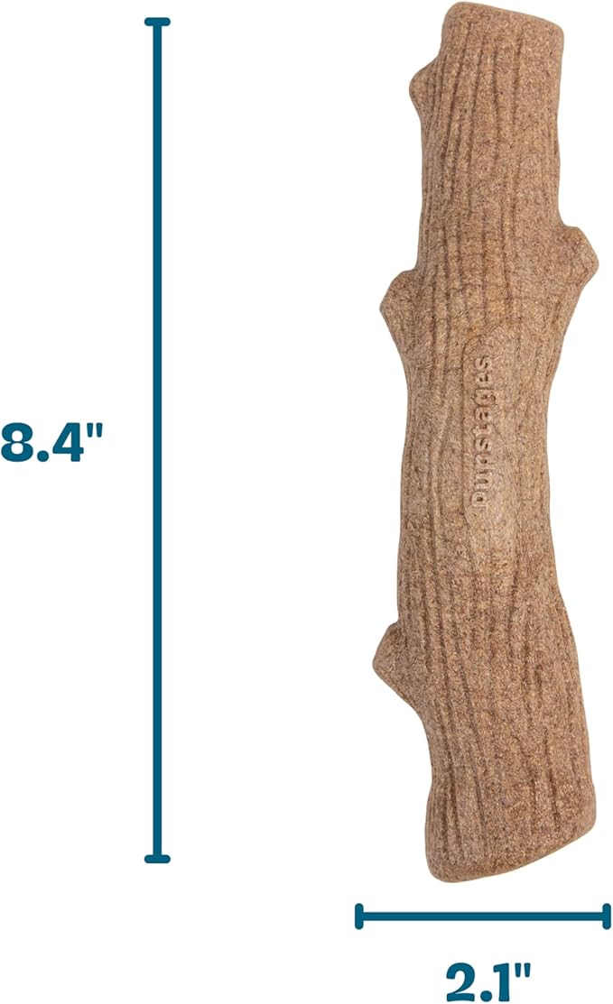 Pupstages Dogwood Dog Chew Toy, Made in the USA – Real-Wood Blend, Natural Flavor & Texture, Moderate Chewers, Large, 8"