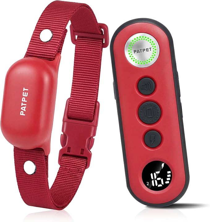 PATPET Shock Collar for Dogs - 4000FT Dog Training Collar with Remote, IPX7 Waterproof 4 Modes(Beep/Vibration/Shock/Safe) Dog Shock Collar, Rechargeable for Small Large Dogs (8-120Lbs) (Red)