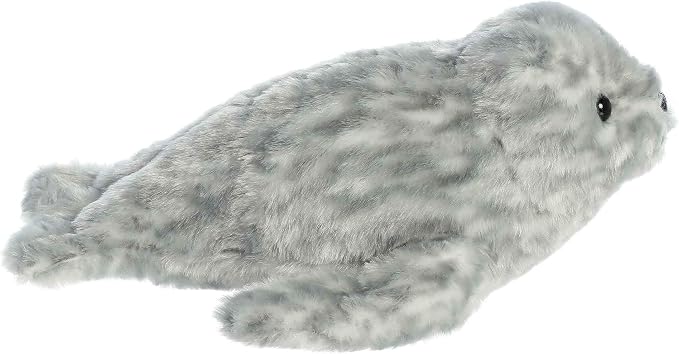 Aurora® Adorable Mini Flopsie™ Harbor Seal Stuffed Animal - Mini Companions Ready for Playful Adventures - for Kids All Ages, Toddlers, Adults, and Families - Gray 8 Inches
