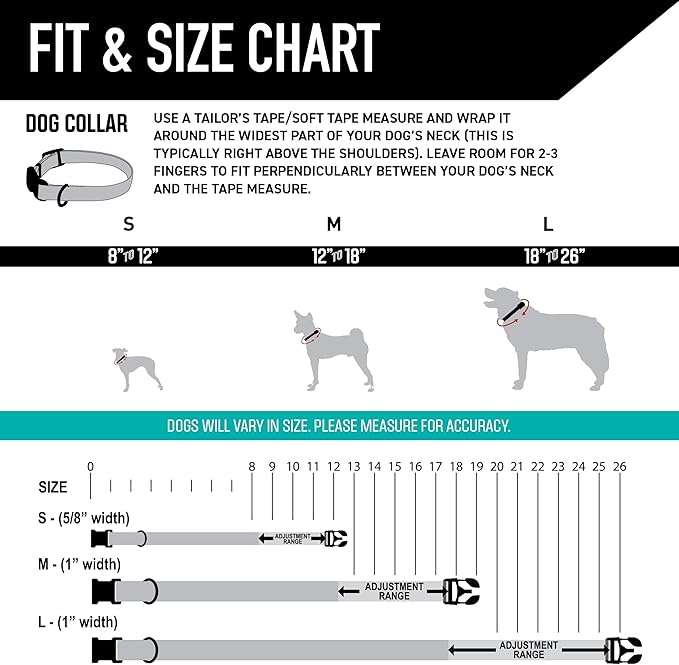 Wolfgang Heavy Duty, Adjustable Dog Collar with Quick Release Nylon Buckle for Walking & Training, RockyPeaks Print, Medium