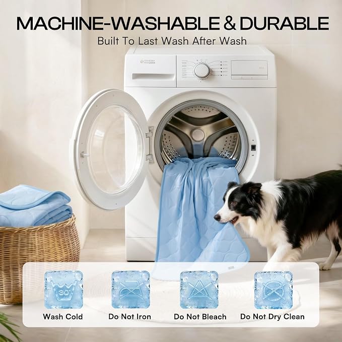 Luciphia Waterproof Cooling Mat for Dogs Couch Cover Q-MAX>0.5, Leakproof Pet Pad Non-Slip Throw Blanket for Cat Puppy Crate Bed Protector Outdoor (Light Blue, 30x70 inches)