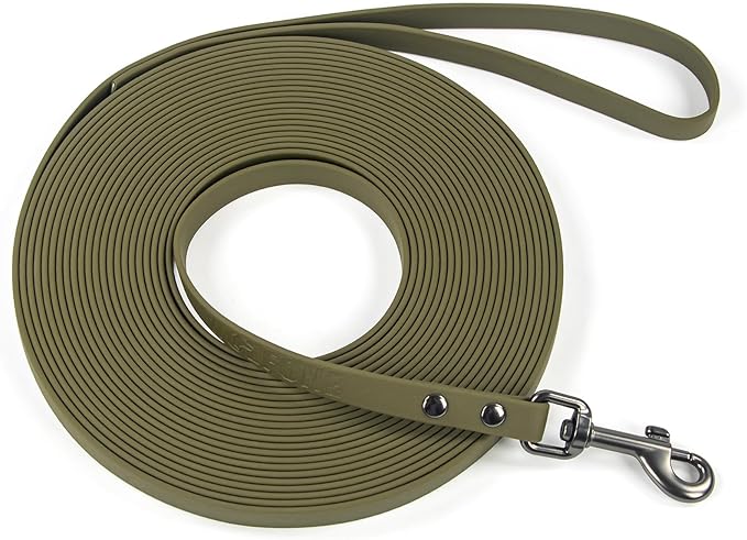WOLFONE Waterproof PVC Dog Leash Long Training Lead 50FT Heavy Duty Tangle-Free Nylon Core Easy Clean Rubber Coated Leash for Small Medium Large Dogs Outdoor Training