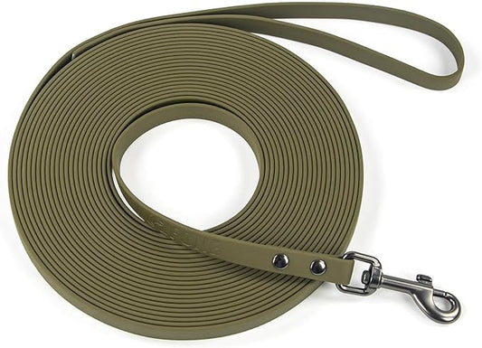 WOLFONE Waterproof PVC Dog Leash Long Training Lead 50FT Heavy Duty Tangle-Free Nylon Core Easy Clean Rubber Coated Leash for Small Medium Large Dogs Outdoor Training