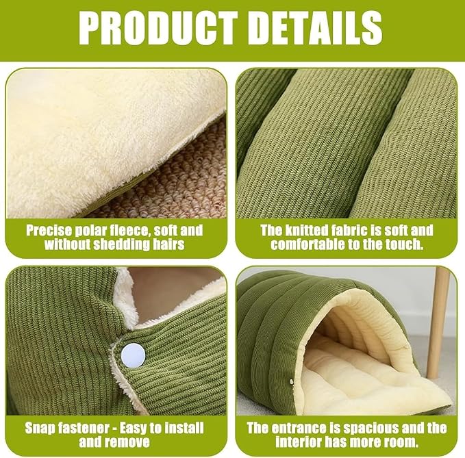 Plush Pet Cave Bed with Removable Cushion, Cozy Winter Hideaway for Small to Medium Dogs & Cats, Washable (Light Beige, XL Size)