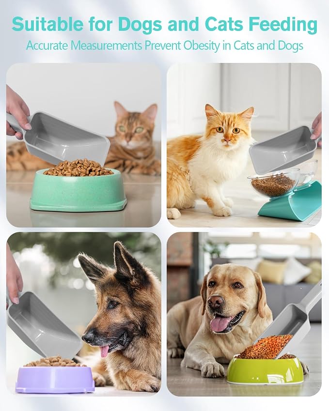 2 Cup Dog Food Scoop(2 Pack), Plastic Pet Food Scoop with Measuring Lines for Accurate Pet Food Portions,Dishwasher Safe (Gray)