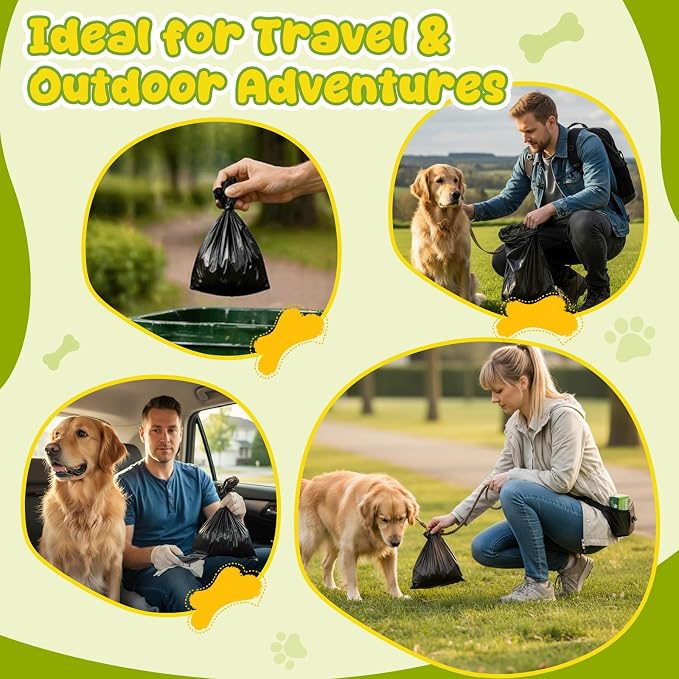 Sherr 75 Rolls 15000 Count Dog Waste Bags Dog Trash Bags Leak Proof Pet Doggie Poop Roll Waste Thick Plastic Bag for Home Park Outdoor Travel Pet Supplies (Black)