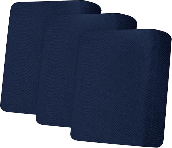 XINEAGE Couch Cushion Covers Seat Cushion Cover Thick Stretch Sofa Slipcovers 3 Piece Individual Couch Covers with Elastic Bottom(3 Seat Cushion/Backrest,Navy Blue)