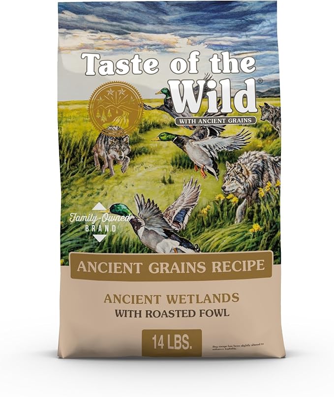 Taste of the Wild Ancient Wetlands All Life Stages High Protein Recipe with Roasted Fowl & Ancient Grains Dry Dog Food 14lb
