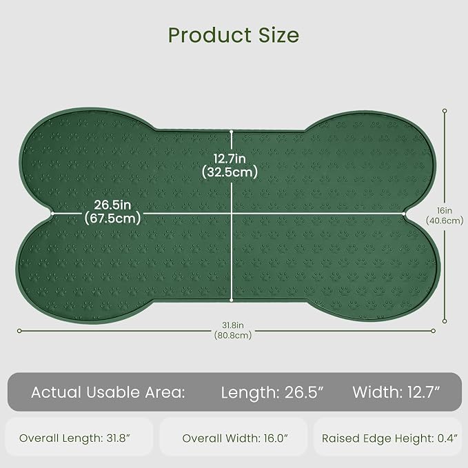 PWTAA Dog Food Mat Anti-Slip Silicone Dog Bowl Mat Thicker Pet Placemat Waterproof Cat Feeder Pad with Raised Edge Puppy Kitten Feeding Mats Suitable Small Medium-Sized Dogs Cats Eating Tray