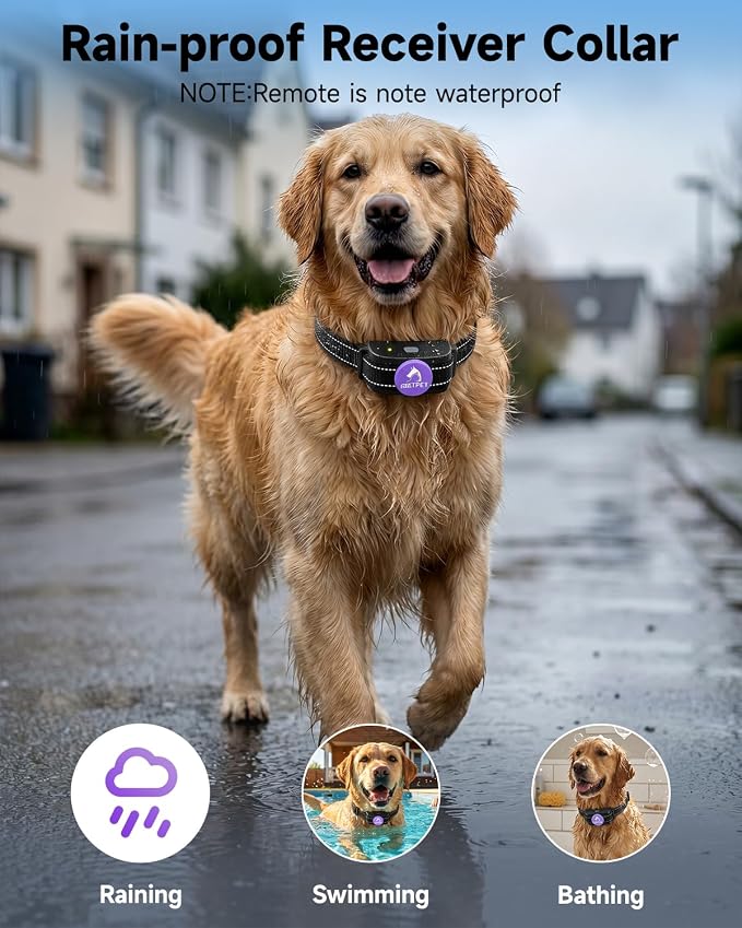 PATPET Dog Training Collar Dog Shock Collar with Remote - 3 Training Modes, Beep, Vibration and Shock, Up to 1000 ft Remote Range, Rainproof for Small Medium Large Dogs