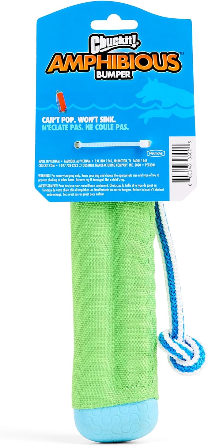 Chuckit! Amphibious Bumper Floating Fetch Dog Toy For Waterplay, Small For Dogs Up To 60 lb, 1.62"L x 8.5” H x 3.5" W, Assorted