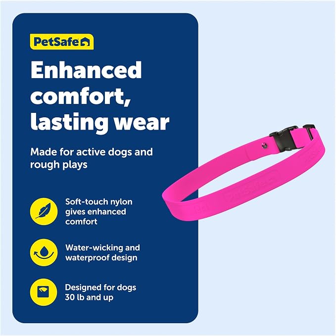 PetSafe Replacement Strap for Guardian GPS + Tracking Dog Fence Collar, Made with Soft-Touch Nylon for Enhanced Comfort and Long-Lasting Wear - Water-Wicking, Waterproof Material, Pink
