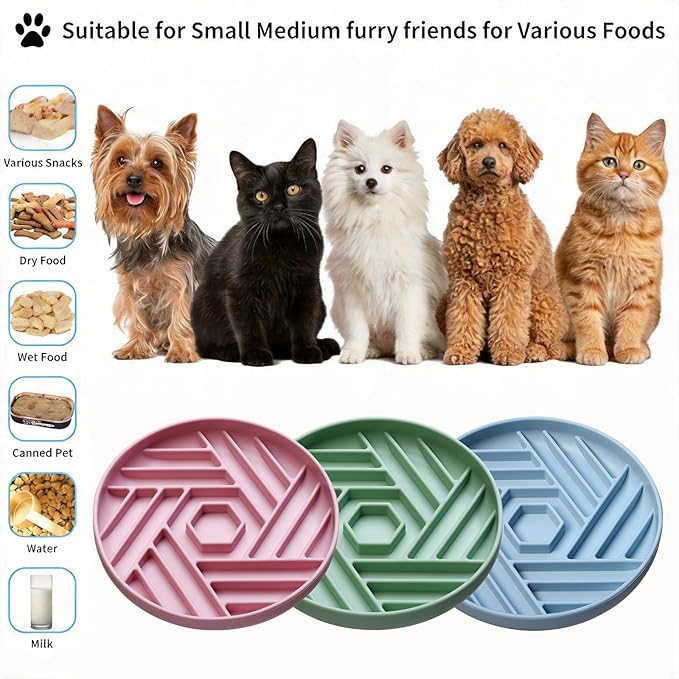 Silicone Slow Feeder Dog Bowl with Suction Base, Anti Choking Maze Puzzle Design Pet Bowl for Small and Medium Dogs & Cats, Non-Slip Food Grade Slow Eating Bowl to Prevent Bloating