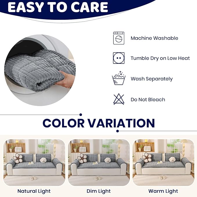 Royhom Couch Arm Covers, Arm Rest Covers for Sofa Set of 2, Thick Arm Chair Covers, Headrest Backrest Protector for Pet Recliner Loveseat Leather Cushion L Shaped Sofa(Blue-grey,20 x 24 Inch,2 Pieces)