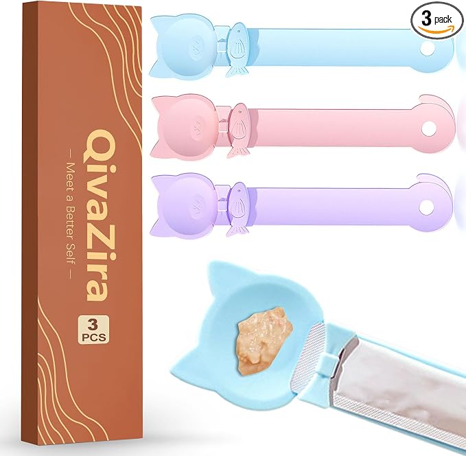 3 Pack Cat Strip Feeder Squeeze Spoon for Wet Food Lickable Treats Dispenser Plastic Cat Feeding Tool for Liquid Snacks Pet Grooming Training Reward Supplies