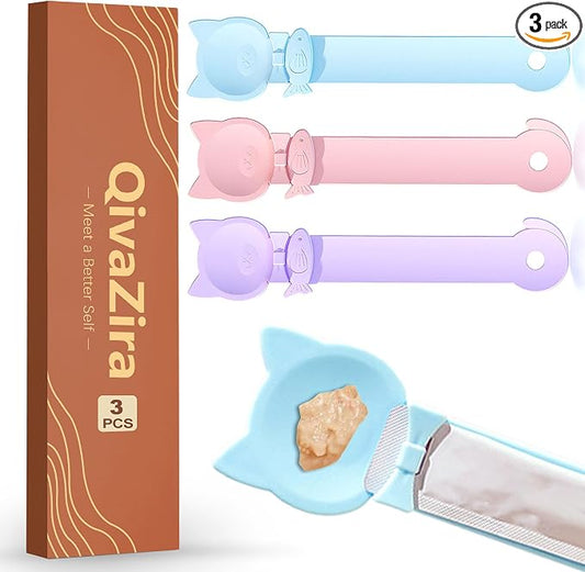 3 Pack Cat Strip Feeder Squeeze Spoon for Wet Food Lickable Treats Dispenser Plastic Cat Feeding Tool for Liquid Snacks Pet Grooming Training Reward Supplies