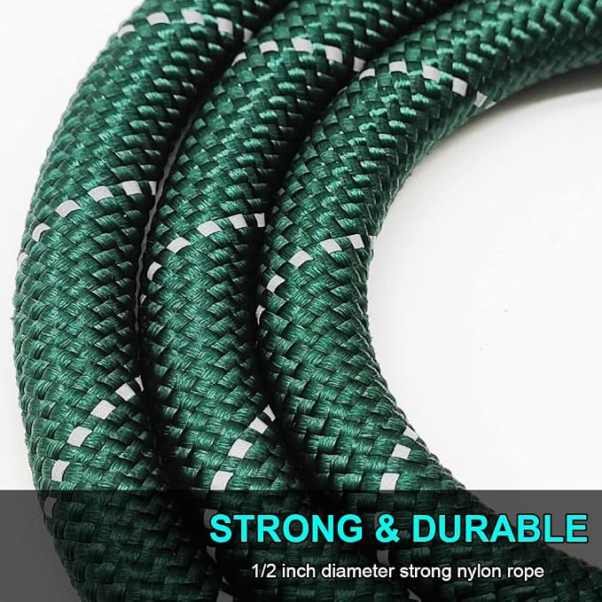BTINESFUL 6FT Chewproof Dog Leash, Strong Nylon Rope with Anti-Chewing Chain and Padded Handle for Medium Large Dogs Outdoor Training Walking Hiking Dark Green