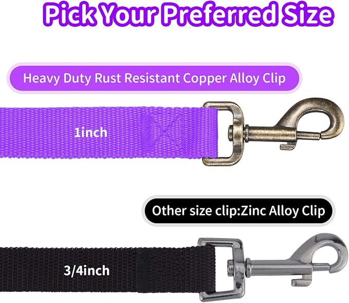 HIKISS Long Dog Leash Obedience Recall Training Agility Lead with Thickening Material for Large Dog - 15ft 20ft 30ft 50ft 100ft Training Leash(Purple 15ft)