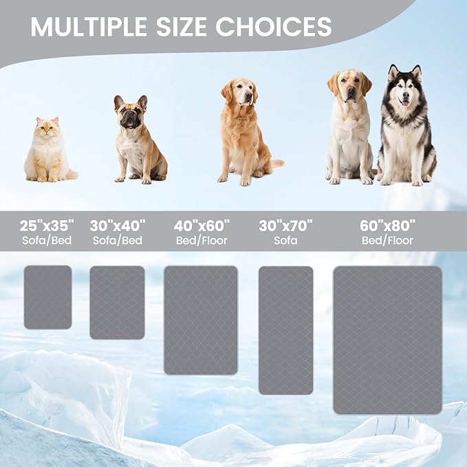 Cozy Bliss Deluxe Leakproof Cooling Blanket for Large Dogs Q-Max 0.5, Soft & Durable Washable Pet Cooling Mat for Hot Weather, Livingroom, Couch & Bed Protector for Cats, Charcoal Grey, 40"x60"