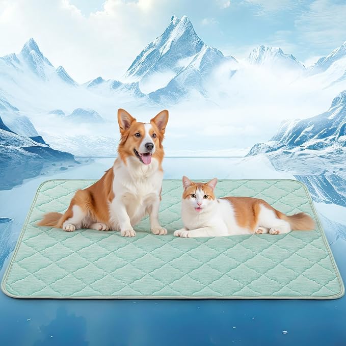 LOOBANI Dog Cooling Mat for Large Dogs - 40" x 28" Cooling Mat for Pet with Anti-Slip Bottom, Durable & Washable Non-Toxic Cold Crate Pad for Dogs, Cats, Indoor & Outdoor Use, Sofas, Bed, and Floor