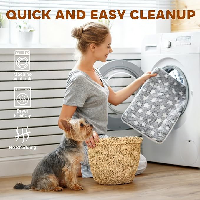 Mora Pets Dog Bed Crate Pad Ultra Soft Pet Bed with Cute Star Print Washable Crate Mat for Large Medium Small Dogs Reversible Fleece Dog Crate Kennel Mat Cat Bed Liner 35 x 22.8 inch Grey