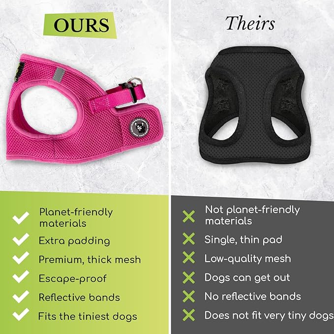 EcoBark Rapid Fastener Super Comfort Fully Adjustable Double Padded Step in Dog Harness (XXS, Green)