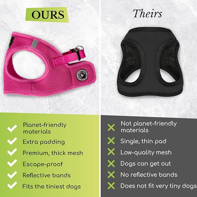 EcoBark Step in Dog Harness - Dog Harnesses for Small and Medium Breed Dogs - Reflective and Adjustable Body Halter Vest - Soft Mesh Toy Breed Harness (Lavender, Medium)