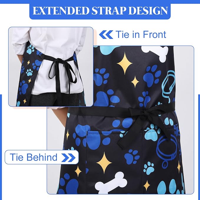 Dog Grooming Waterproof Apron with 2 Pockets, Cute Animals Puppy Dog Pets Apron