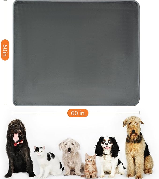 Waterproof Dog Blankets Pet Blanket 50"x60", Soft Fluffy Sofa Car Bed Protector, Reversible Leakproof Flannel Dog Blanket for Large Dogs(Dark Grey)