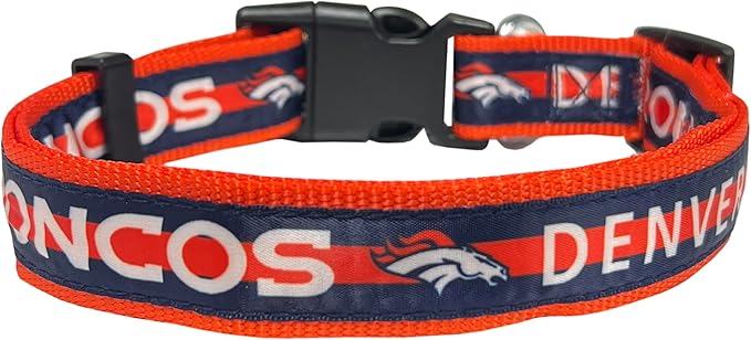 Pets First NFL Denver Broncos Licensed PET COLLAR, Small - Heavy-Duty, Strong, and Durable Dog Collar. Available in 31 Football Teams and 4 Sizes