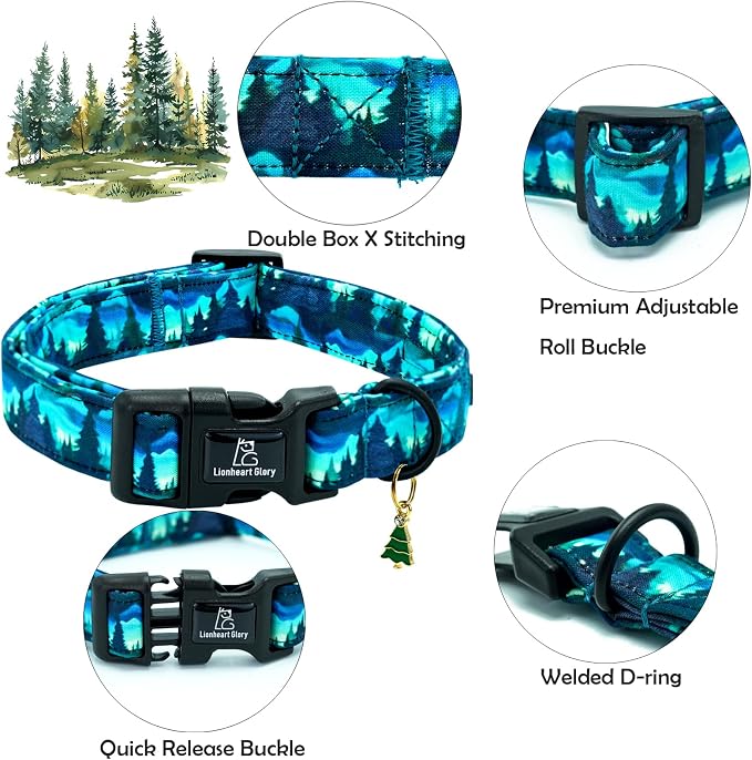 Lionheart glory Dog Collar Green Cute Collar for Small Dogs Spring Summer Female or Male Collars Pets Gift Adjustable Heavy-Duty Pet Collars