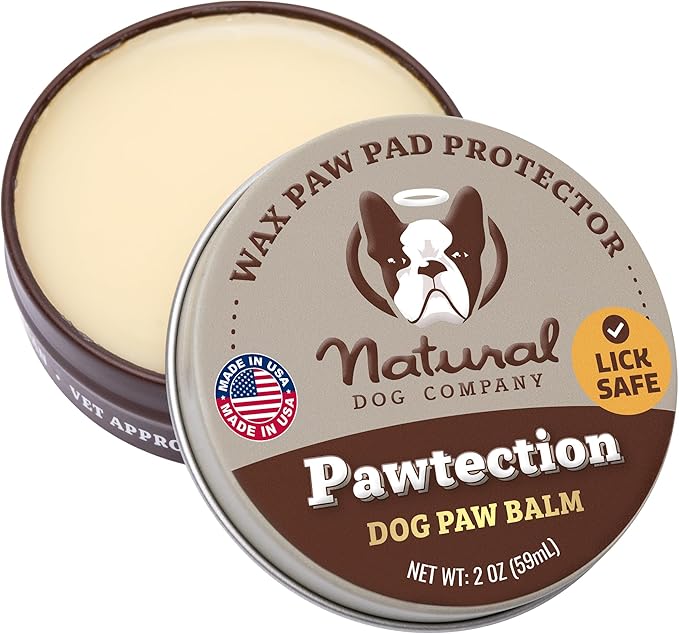 Natural Dog Company PawTection Dog Paw Wax, 2 oz Tin | Hot Pavement Protection, Sand, Asphalt & Trails, Waxy Barrier Balm, Non-Toxic & Lick Safe, Summer Walks, Hiking & Beach Days